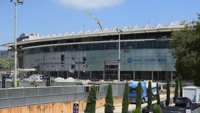 Camp Nou stadium in Barcelona during renovation