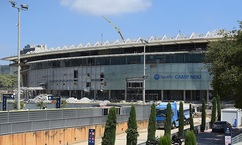Camp Nou stadium in Barcelona during renovation