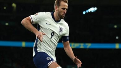 Harry Kane celebrates scoring the first goal against Ireland