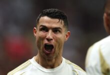 Ronaldo celebrates his goal against Al Gharafa