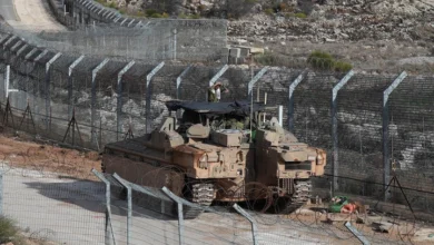 Israeli army tank in Quneitra countryside