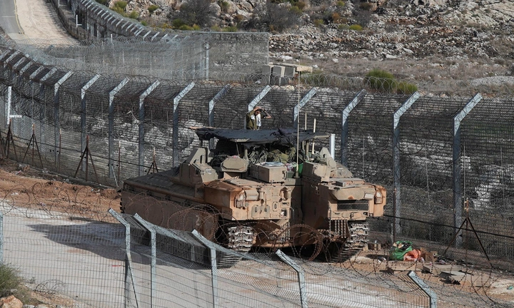 Israeli army tank in Quneitra countryside