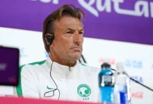 Herve Renard during a conference for the Saudi national team