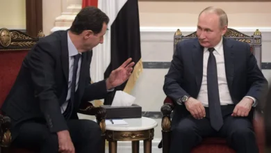 Assad during his reception of Putin in Damascus in early 2020