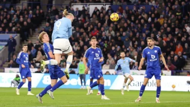 Haaland scores the second goal against Leicester City