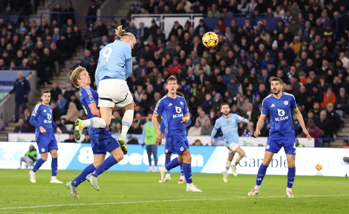 Haaland scores the second goal against Leicester City