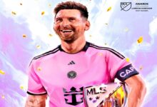 Cartoon of Messi with MLS MVP award