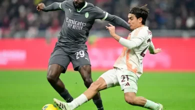 Paulo Dybala and Youssouf Fofana from Milan's match against Roma