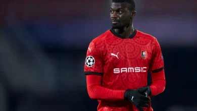 Senegalese "Mbaye Niang" when he was a player of Stade Rennais