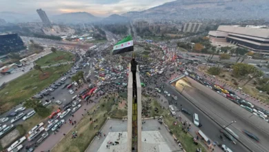 Syrian flag in the middle of Damascus