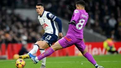 Pedro Porro and Joao Gomes from Tottenham vs Wolves