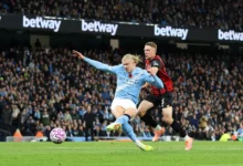 هالاند في مباراة مانشستر سيتي وبورنموث