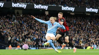 هالاند في مباراة مانشستر سيتي وبورنموث